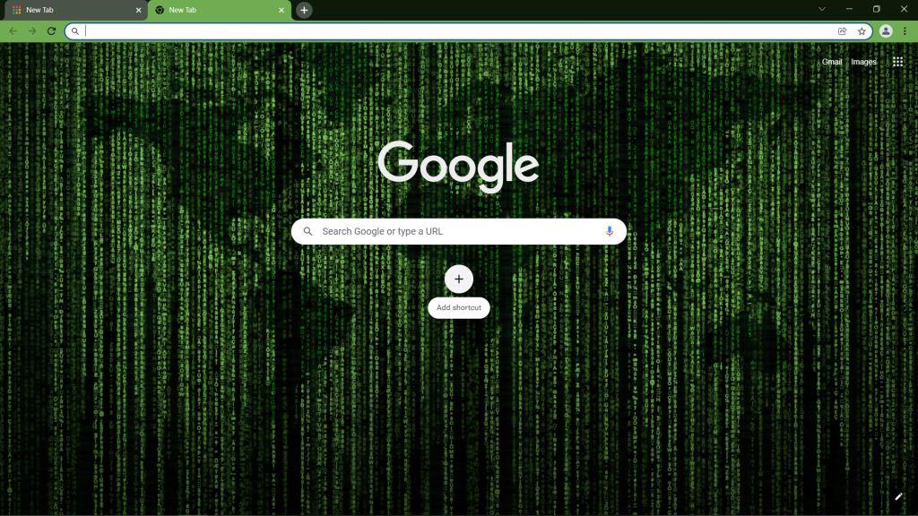 Green Matrix Code World Map Theme for Google Chrome