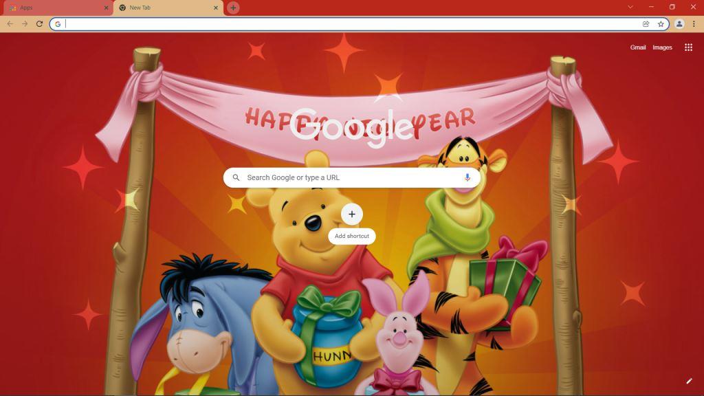 Theme Winnie The Pooh - Happy New Year for Google Chrome