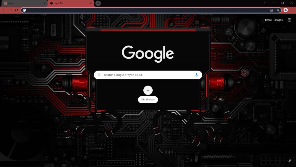 Red and Black Circuit Board Theme for Google
