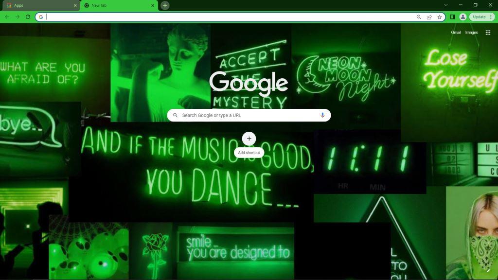 Neon Green Aesthetic Collage Theme for Google Chrome
