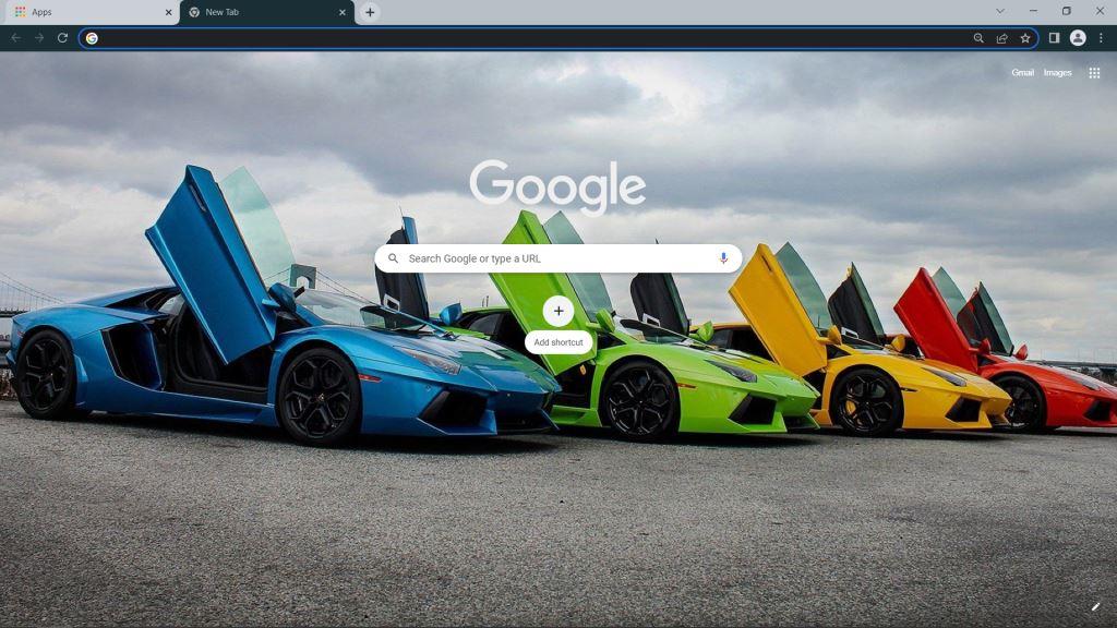 Rainbow Lamborghini Google Chrome Theme