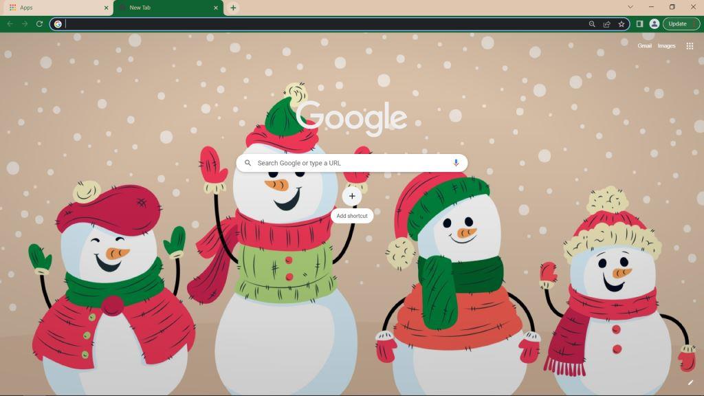 Artistic Snowman Google Chrome Theme