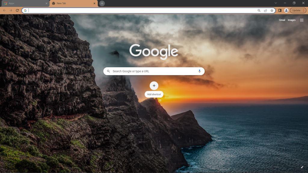Sunset on the rock Google Chrome Theme