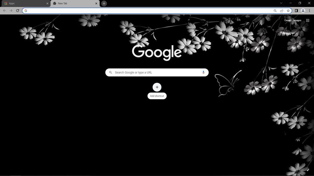 Dark Butterfly and Flowers Google Chrome Theme