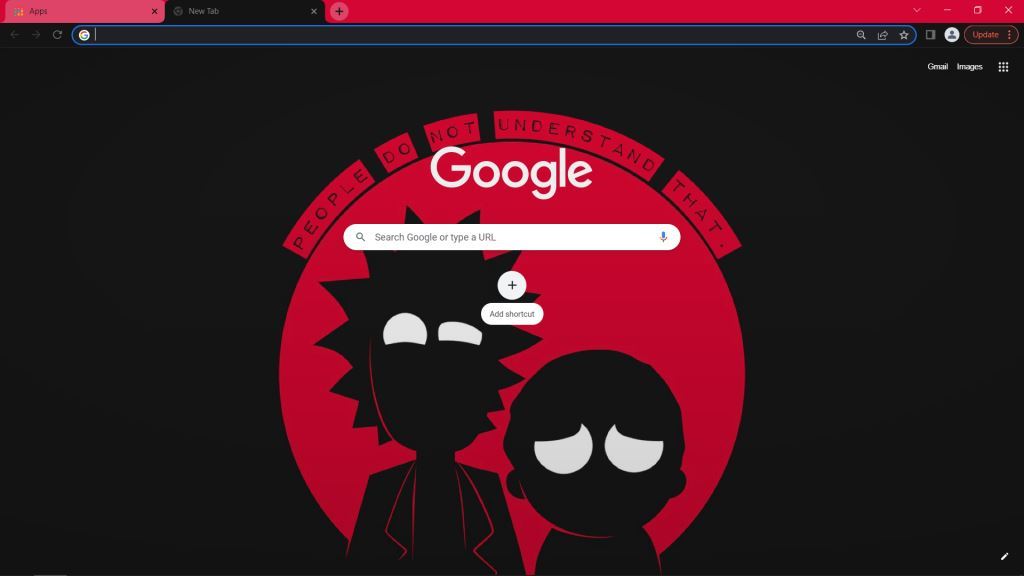 Rick and Morty Dark Google Chrome Theme.