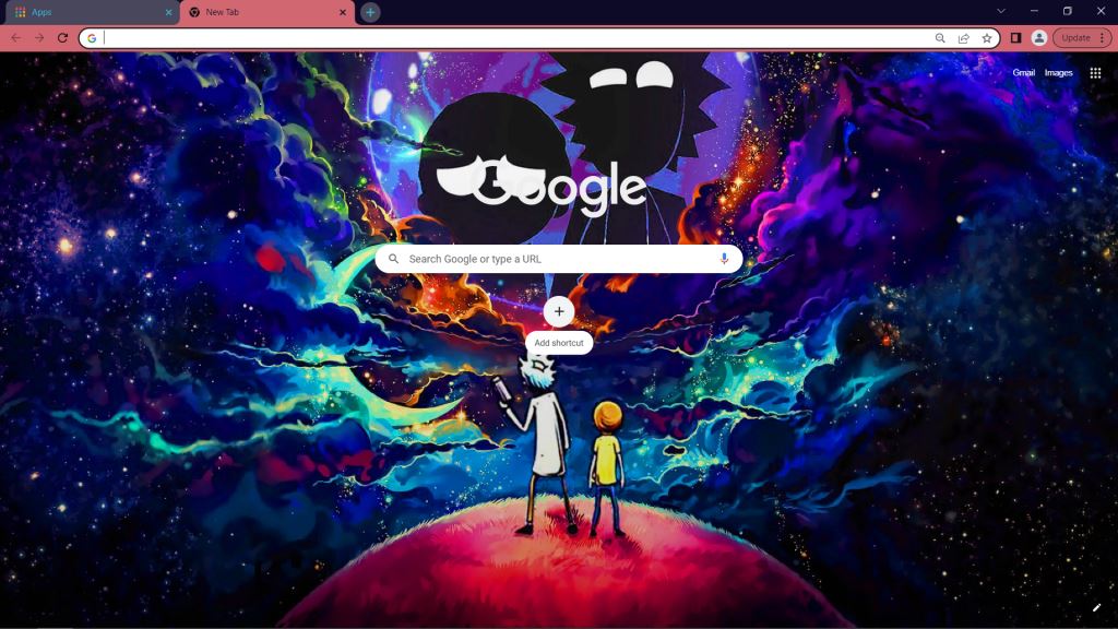 Rick and Morty in Outer Space Google Chrome Theme