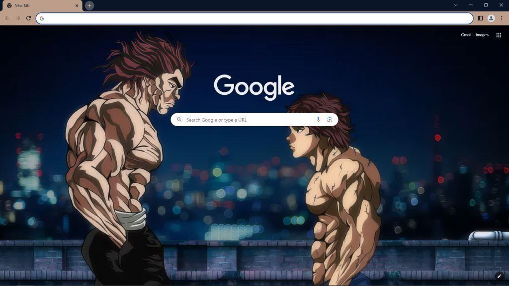 The Google Chrome theme Baki and Yujiro Hanma