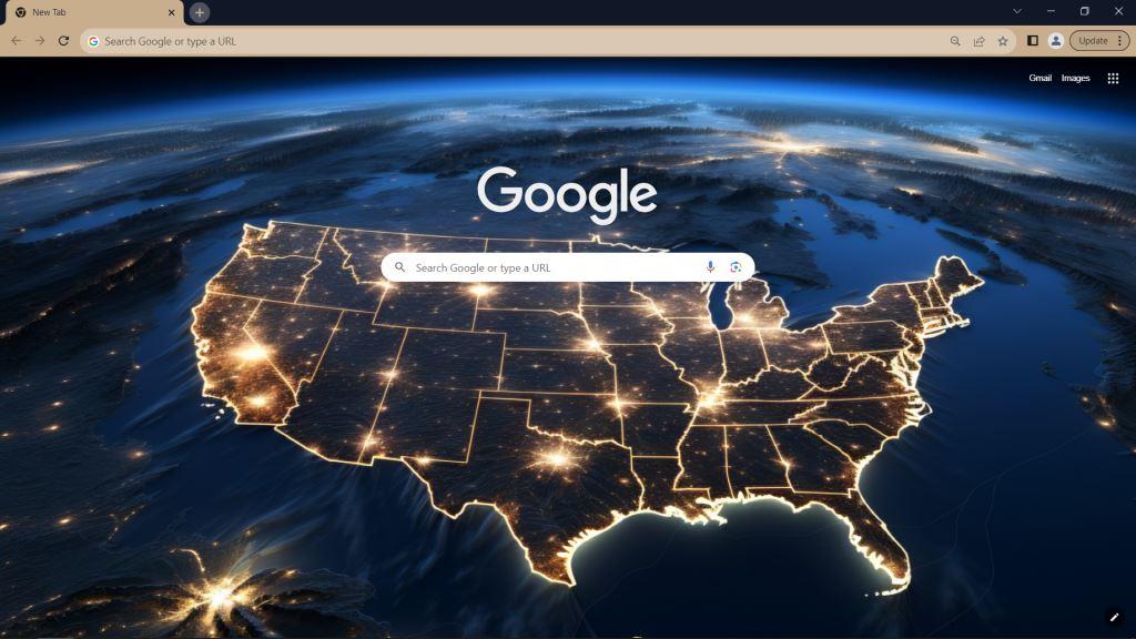 US States Map Google Chrome theme